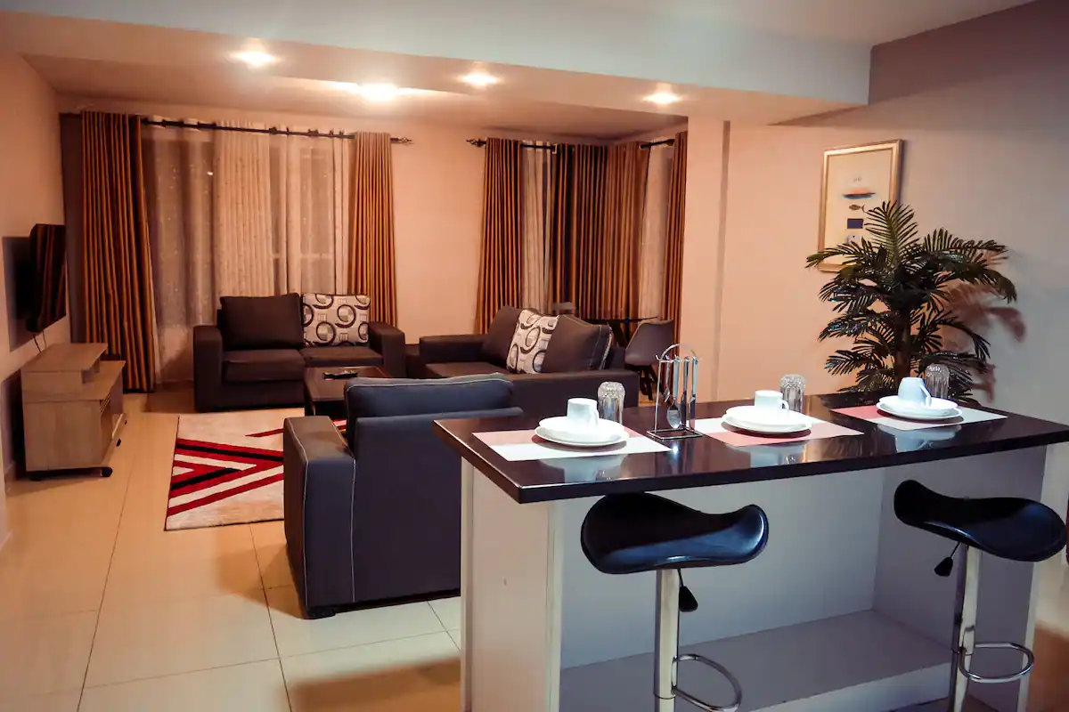 Living and dining space in the One Bedroom Apartment
