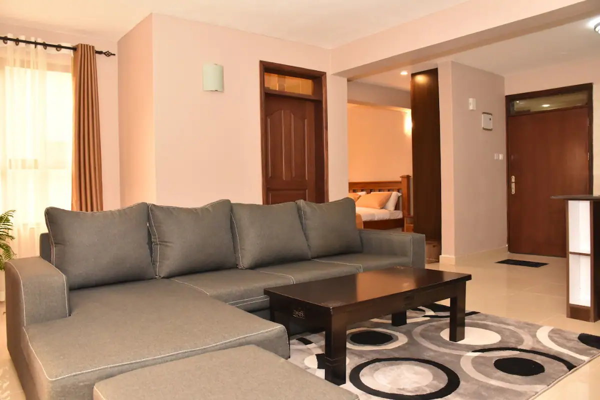 Furnished Studio Apartment living space